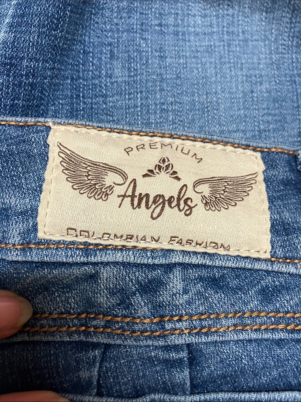 Angels Medium Blue Flare Jeans with Knee Rips - Picture 5 of 13